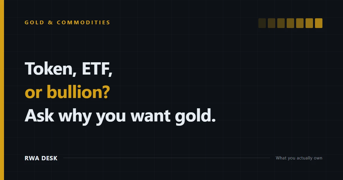 Tokenised Gold vs Gold ETF vs Bullion Compared