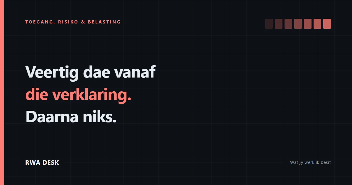 Die uitreiker is onder. Jy het 40 dae om te eis.