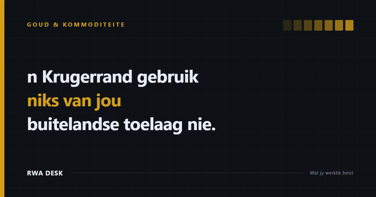 Krugerrande teenoor getokeniseerde goud: 'n SA-vergelyking